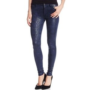 7 For All Mankind Knee Seam Skinny Jean Navy Snake